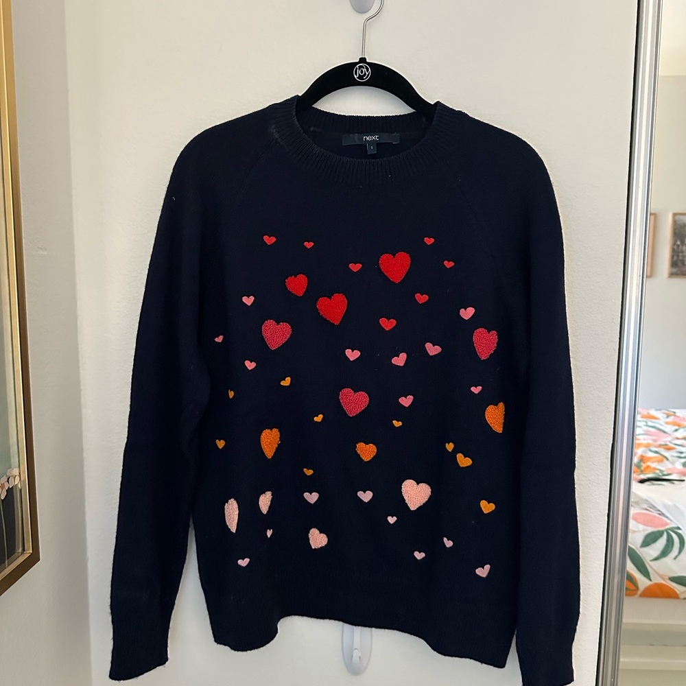 Next Navy Sweater with Heart Pattern